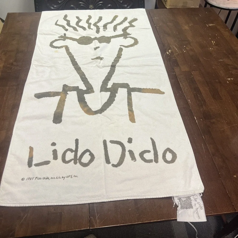 Set Of 2 VTG Estate 1985 Fido Lido Dido by Brastex Pool Beach Bath Towels 27x58‎